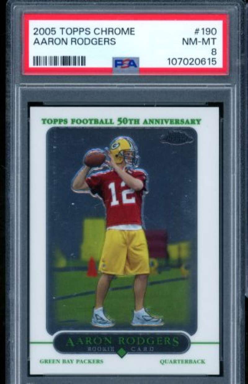 Aaron Rodgers Rookie Card 2005 Topps Chrome #190 PSA 8 Image 1