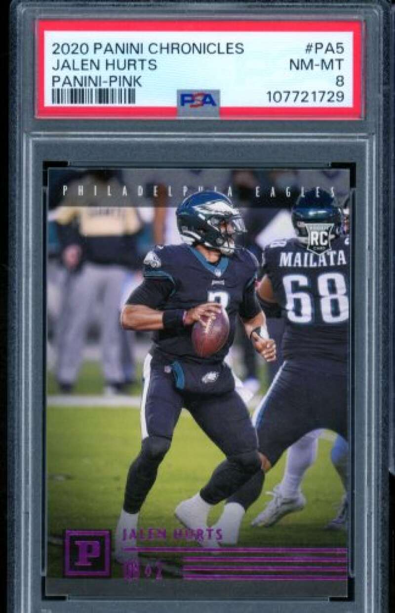 Jalen Hurts Rookie Card 2020 Panini Chronicles Pink #PA5 PSA 8 Image 1