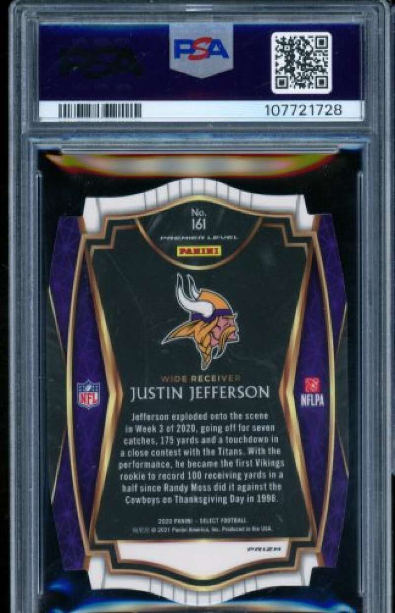 Justin Jefferson Rookie Card 2020 Panini Select Die Cut Red Prizm #161 PSA 10 Image 2