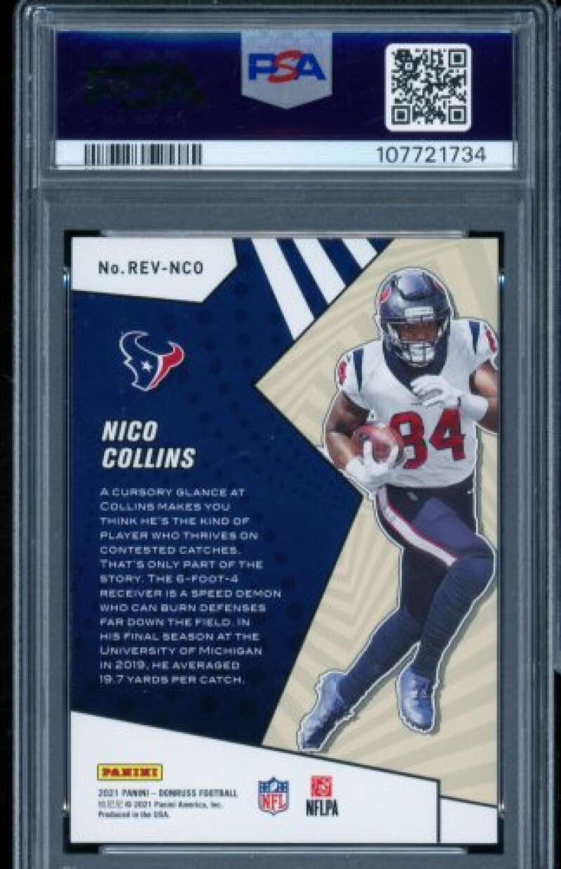 Nico Collins Rookie Card 2021 Donruss Rookie Revolution (pop 1) #Revnco PSA 9 Image 2