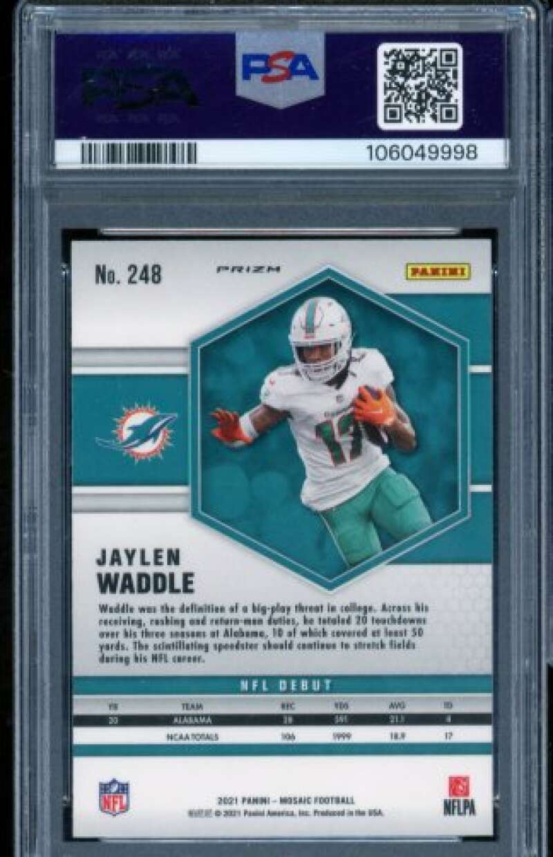 Jaylen Waddle Rookie Card 2021 Mosaic Reactive Orange #248 PSA 9 Image 2