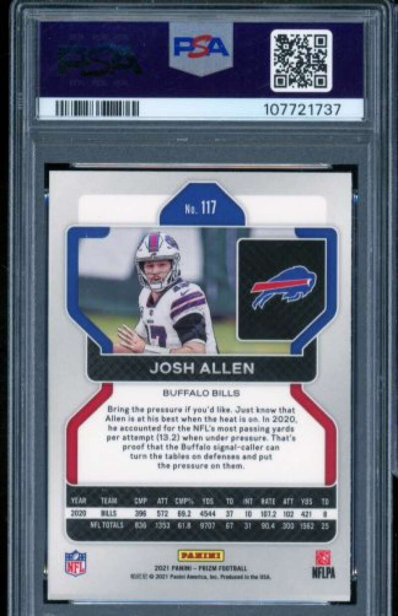 Josh Allen Card 2021 Panini Prizm #117 PSA 8 Image 2