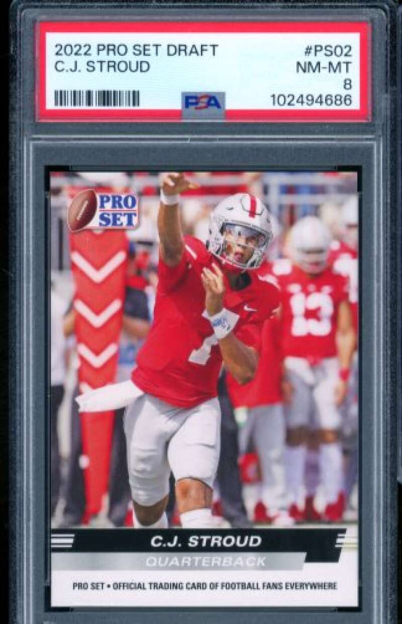 C.J. Stroud Rookie Card 2022 Pro Set Draft #Ps02 PSA 8 Image 1