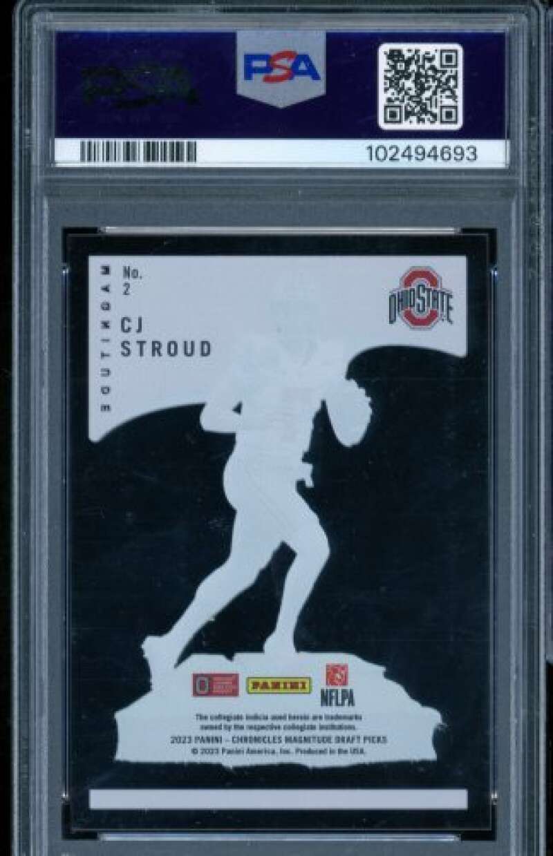 C.J. Stroud Rookie Card 2023 Chronicles DP Magnitude #2 PSA 8 Image 2