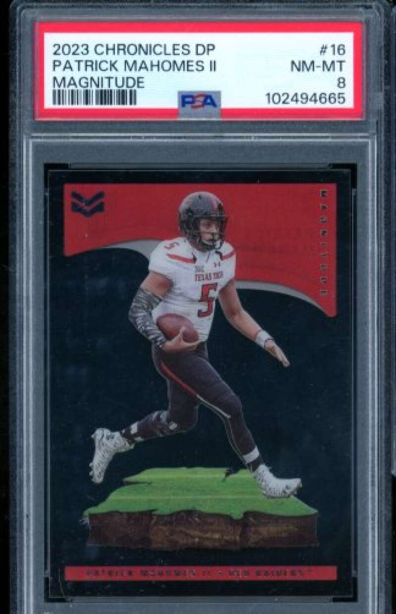 Patrick Mahomes II Card 2023 Chronicles DP Magnitude #16 PSA 8 Image 1