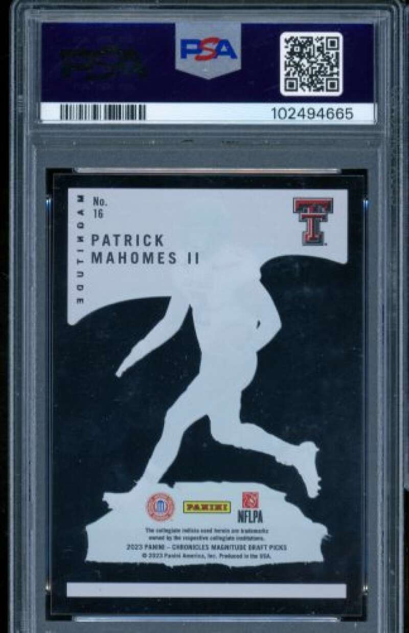 Patrick Mahomes II Card 2023 Chronicles DP Magnitude #16 PSA 8 Image 2