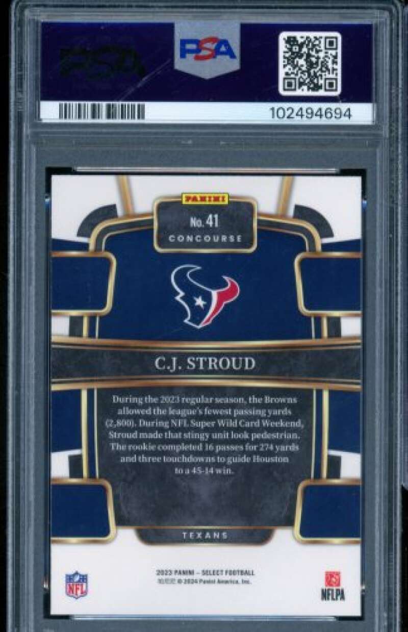 C.J. Stroud Rookie Card 2023 Select #41 PSA 10 Image 2