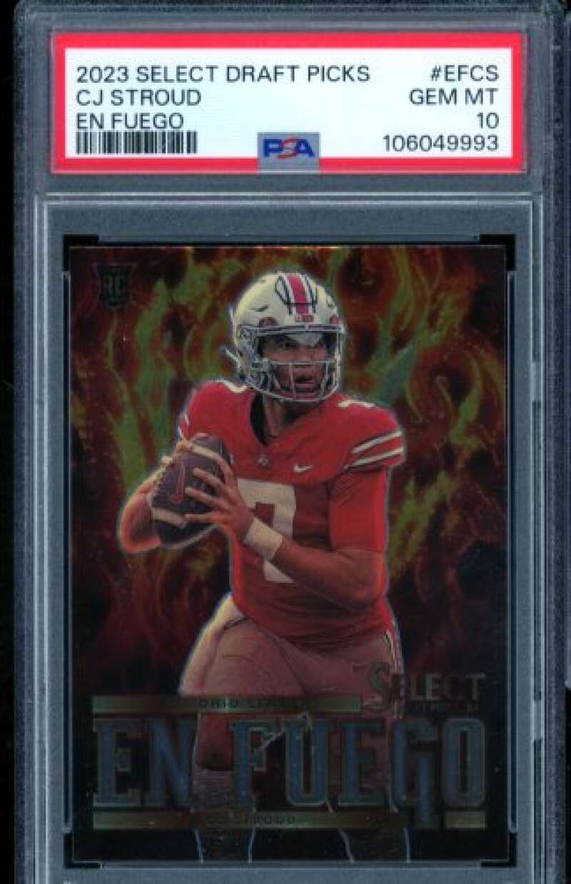 C.J. Stroud Rookie Card 2023 Select Draft Picks En Fuego #efcs PSA 10 Image 1