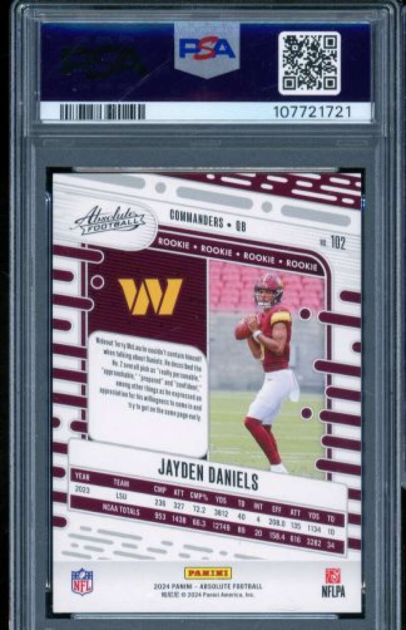 Jayden Daniels Rookie Card 2024 Absolute #102 PSA 10 Image 2
