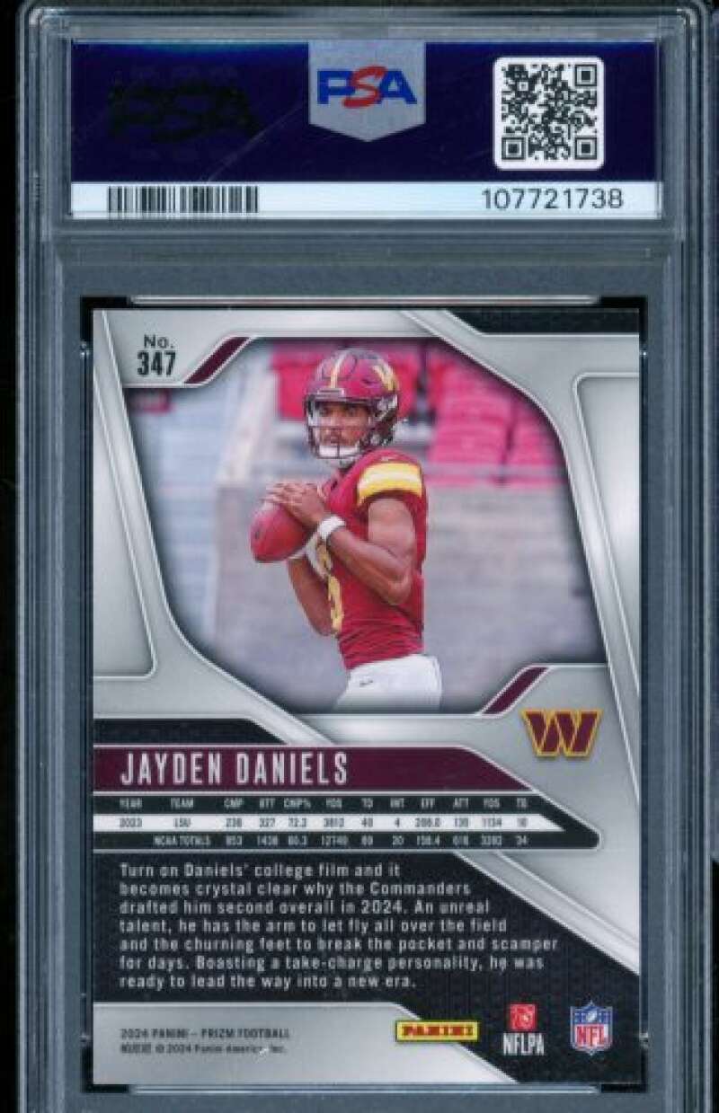 Jayden Daniels Rookie Card 2024 Prizm #347 PSA 9 Image 2