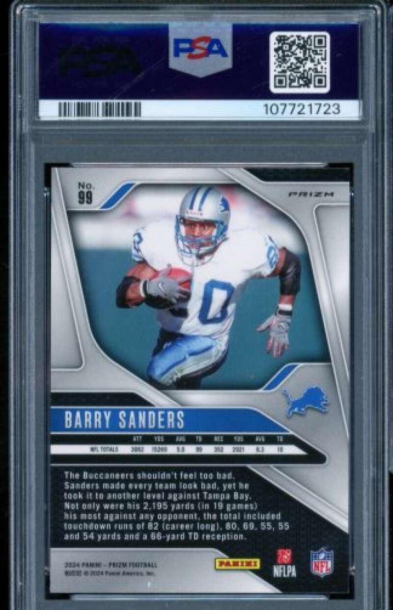 Barry Sanders Card 2024 Prizm Pink Prizm (pop 1) #99 PSA 9 Image 2
