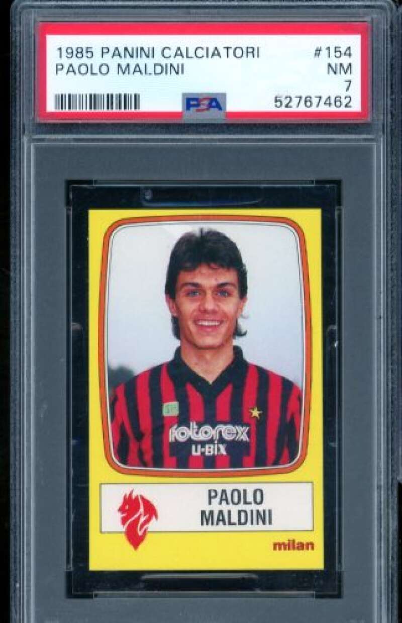 Paolo Maldini Rookie Card 1985 Panini Calciatori #154 PSA 7 Image 1
