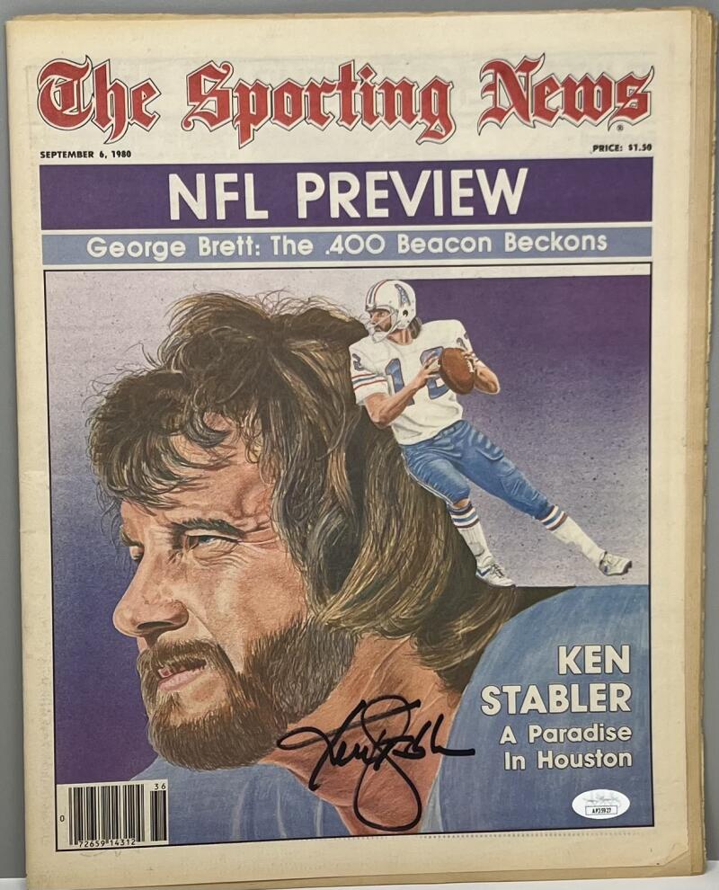 Ken Stabler Oilers Signed Autographed Sporting News Newspaper JSA Authentic Image 1