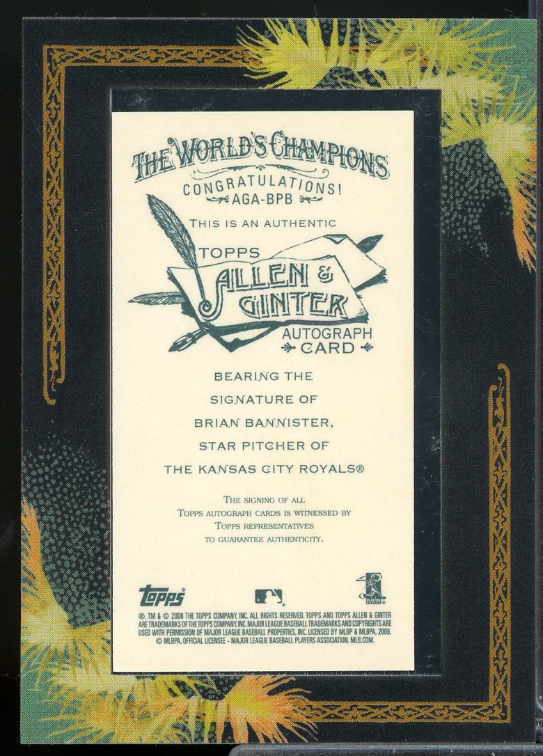 Brian Bannister C Card 2008 Topps Allen and Ginter Autographs #BPB  Image 2