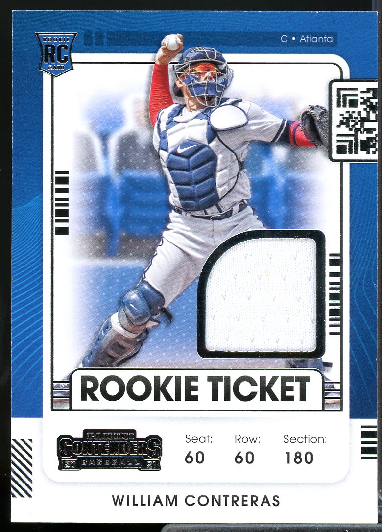 William Contreras Rookie Card 2021 Panini Contenders Rookie Ticket Jerseys #4  Image 1