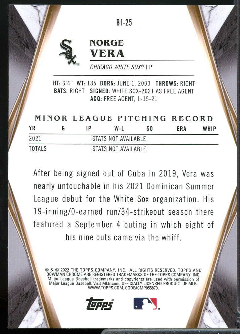 Norge Vera Card 2022 Bowman Chrome Bowman Invicta #BI25  Image 2