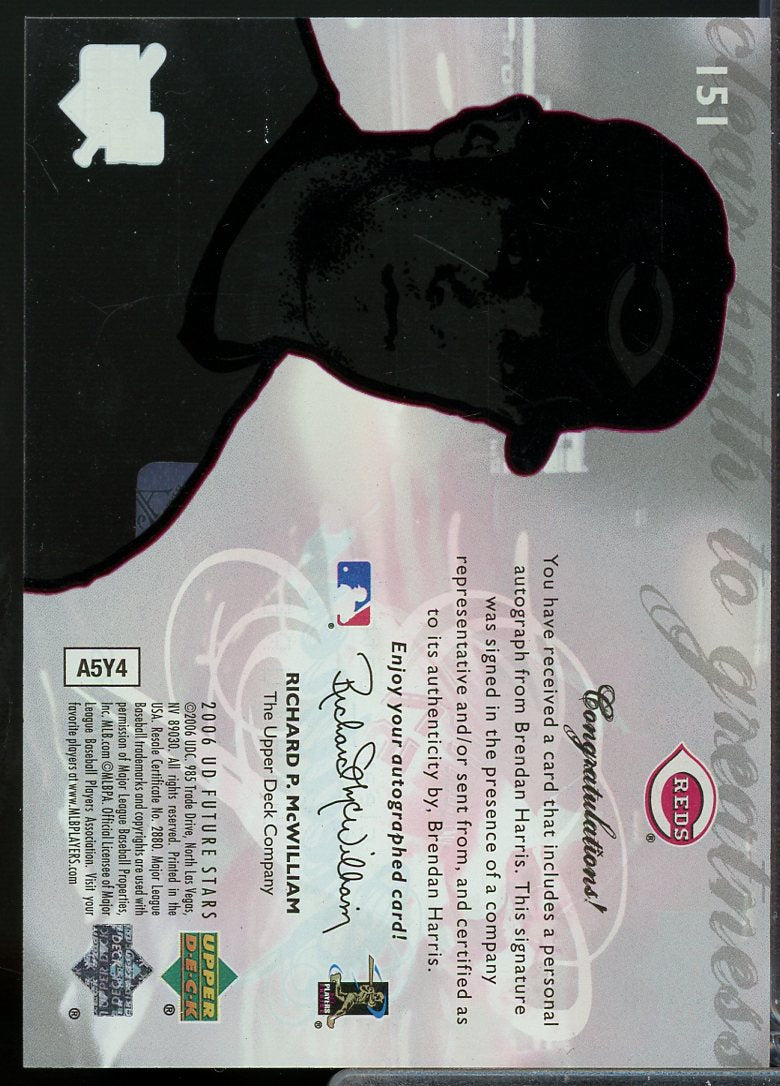 Brendan Harris AU Rookie Card 2006 Upper Deck Future Stars #151  Image 2