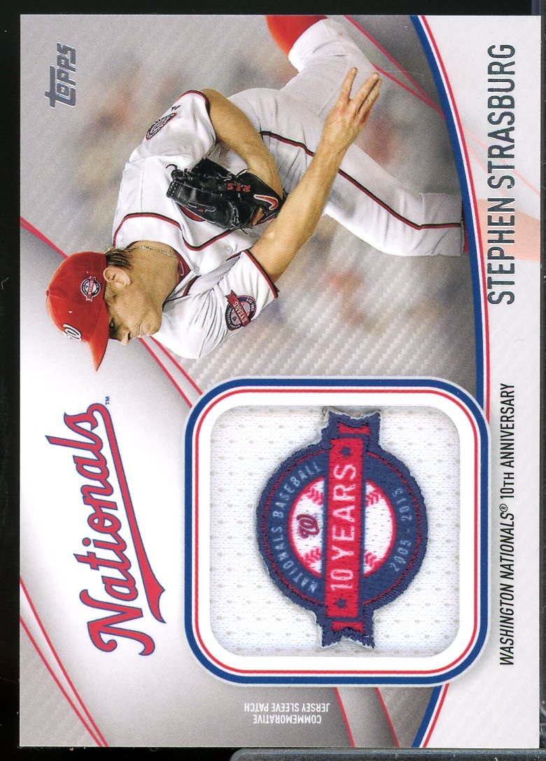Stephen Strasburg 2020 Topps Jumbo Special Event Jersey Sleeve Patches #JSESSS  Image 1