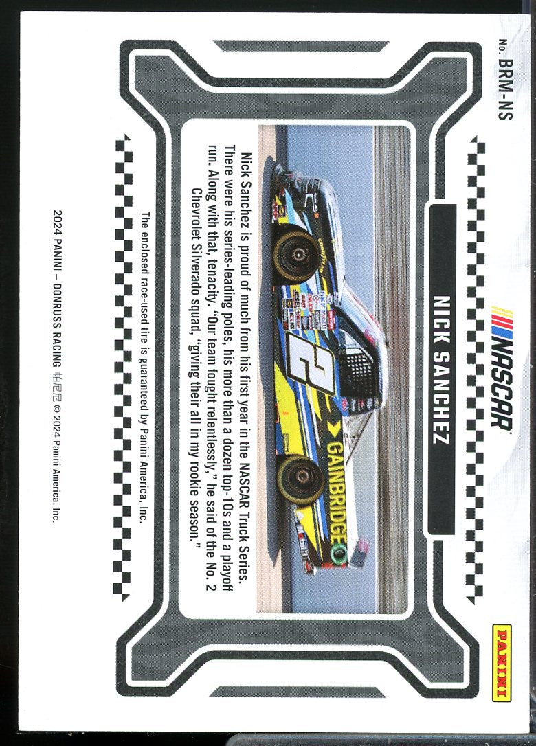 Nick Sanchez Card 2024 Donruss Burning Rubber Materials #18  Image 2