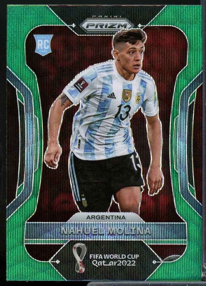 Nahuel Molina Rookie Card 2022 Panini Prizm World Cup Prizms Green Wave #9  Image 1