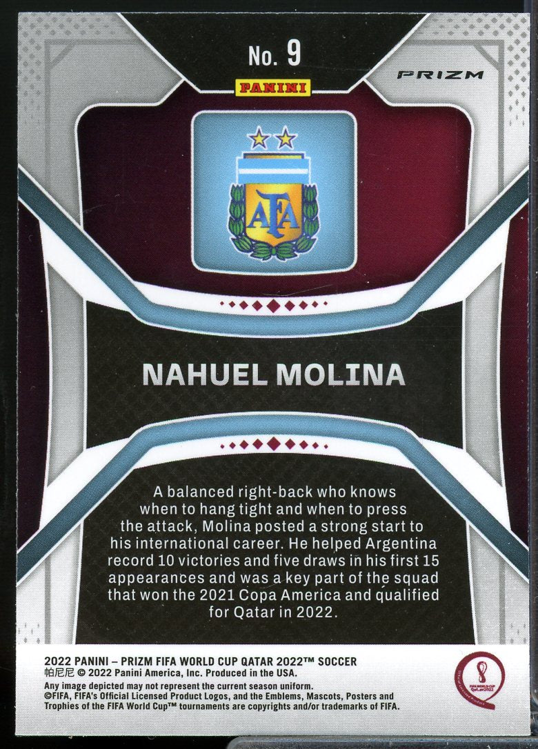 Nahuel Molina Rookie Card 2022 Panini Prizm World Cup Prizms Green Wave #9  Image 2