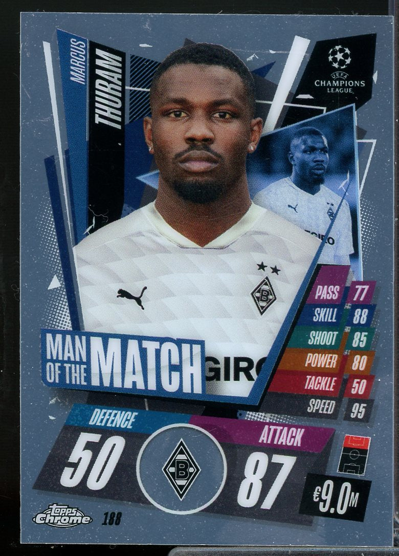 Marcus Thuram/Man of the Match Card 2020-21 Topps Chrome Match Attax UEFA #188  Image 1