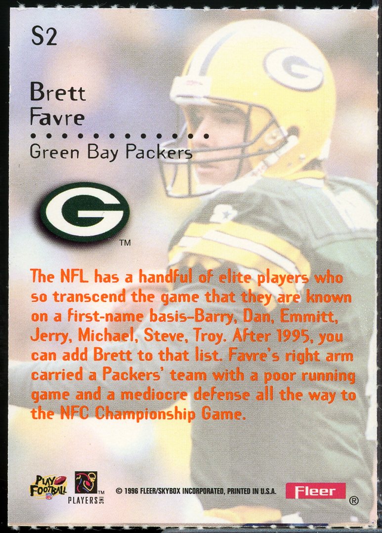 Brett Favre Card 1996 Ultra Mr. Momentum #6  Image 2