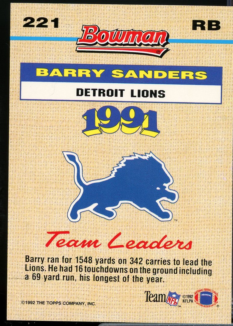 BaRookiey Sanders FOIL Card 1992 Bowman #221  Image 2