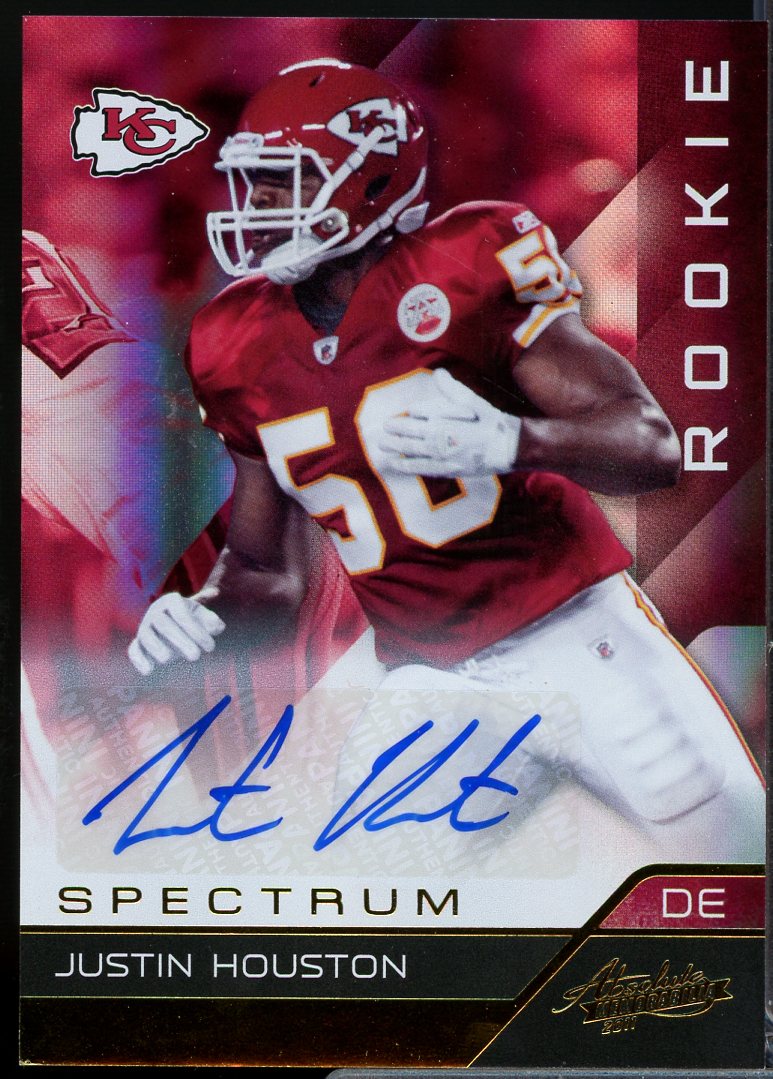 Justin Houston Rookie Card 2011 Absolute Memorabilia Spectrum Gold AU #194  Image 1