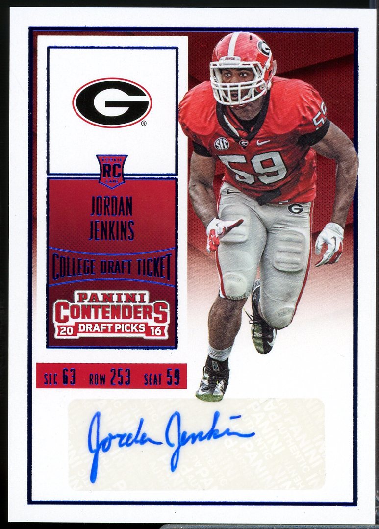 J. Jenkins AU 2016 Contenders Draft Picks College Draft Ticket Blue Foil #184  Image 1