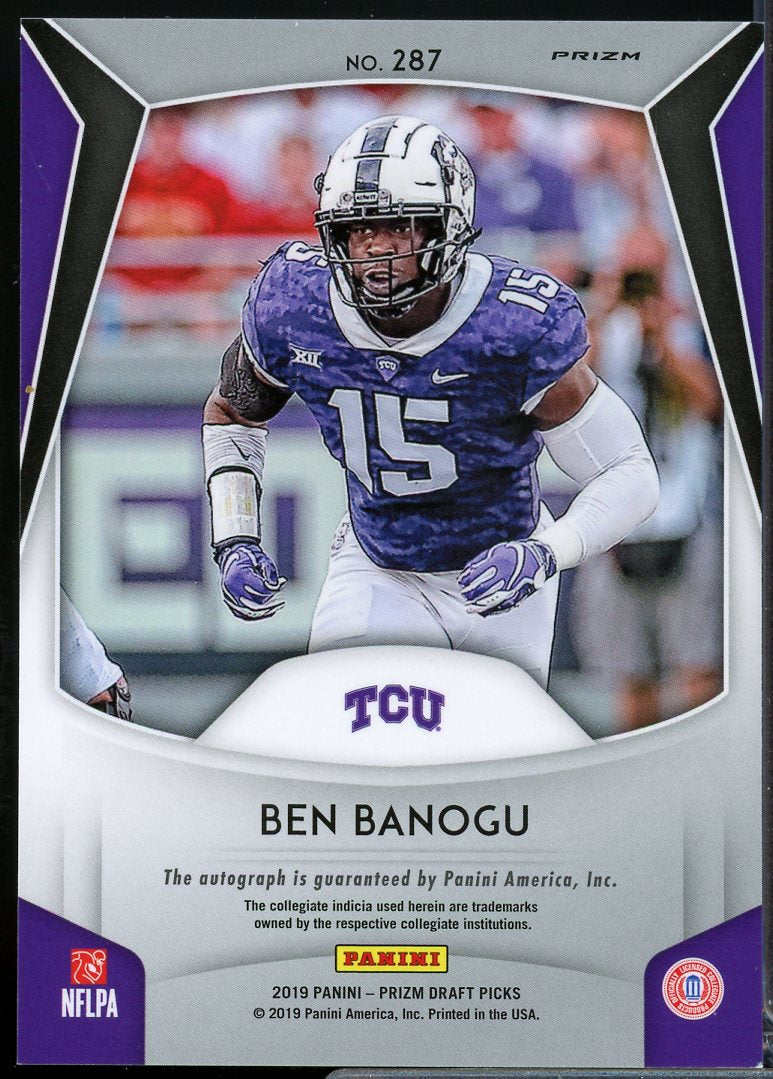 Ben Banogu Rookie Card 2019 Panini Prizm Draft Picks Autograph Prizms #287  Image 2