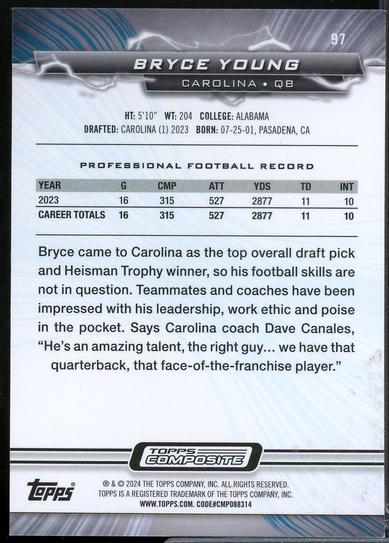 Bryce Young RESURGE Rookie Card 2023 Topps Composite #97  Image 2