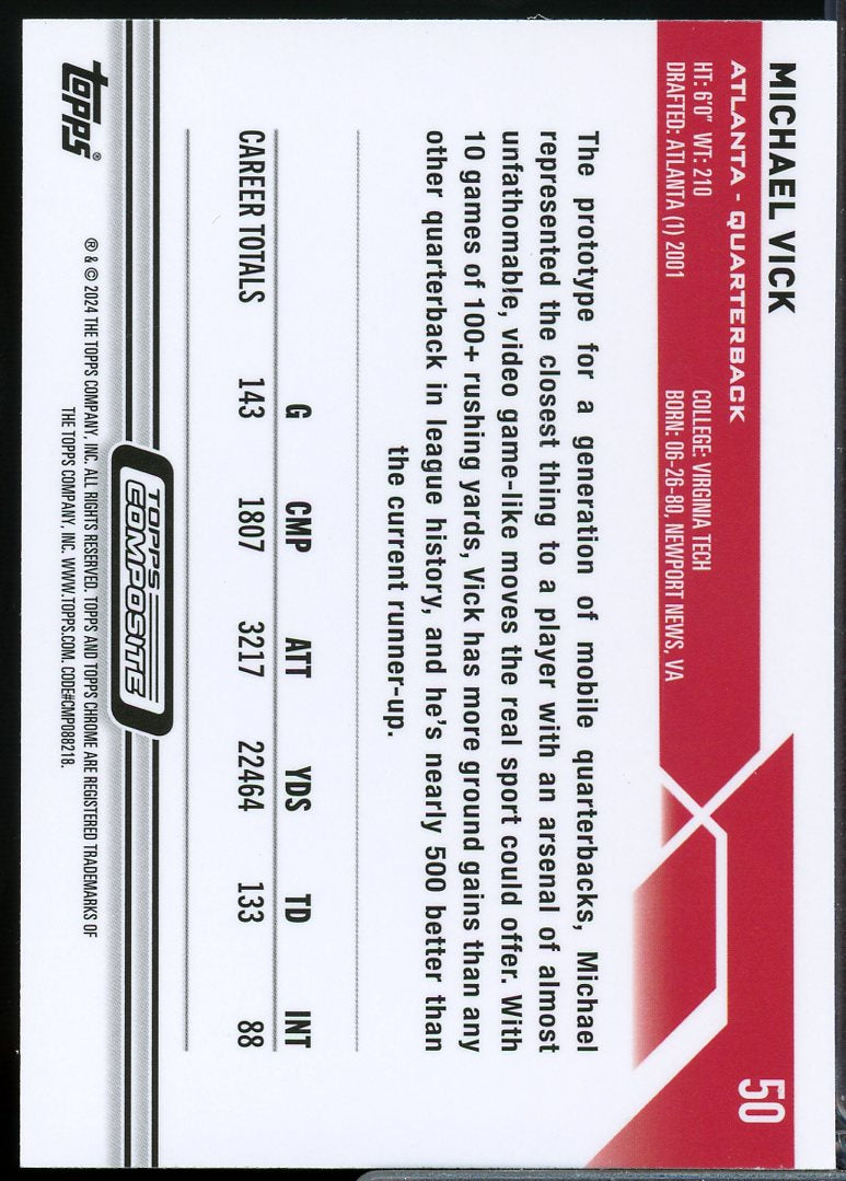 Michael Vick Card 2023 Topps Composite Chrome X-Fractors #50  Image 2