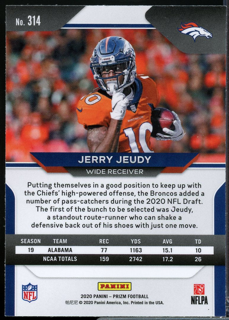Jerry Jeudy Rookie Card 2020 Panini Prizm #314A  Image 2