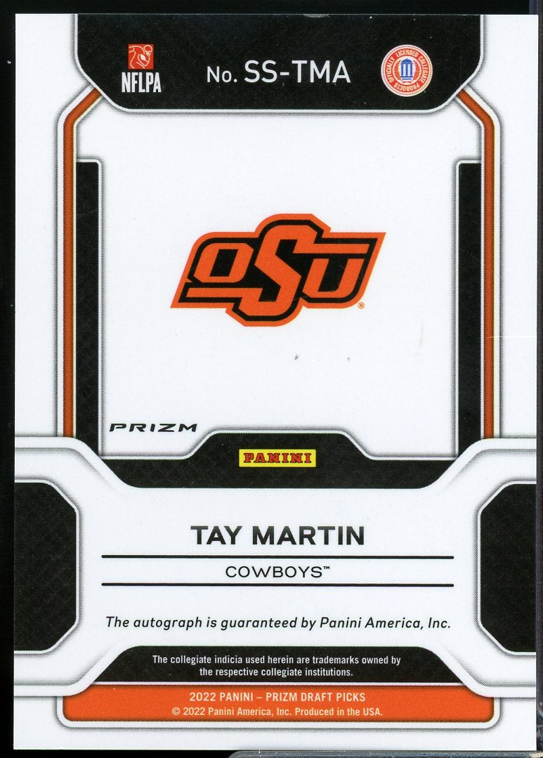 Tay Martin Card 2022 Panini Prizm Draft Picks Sensational Signatures Silver #15  Image 2
