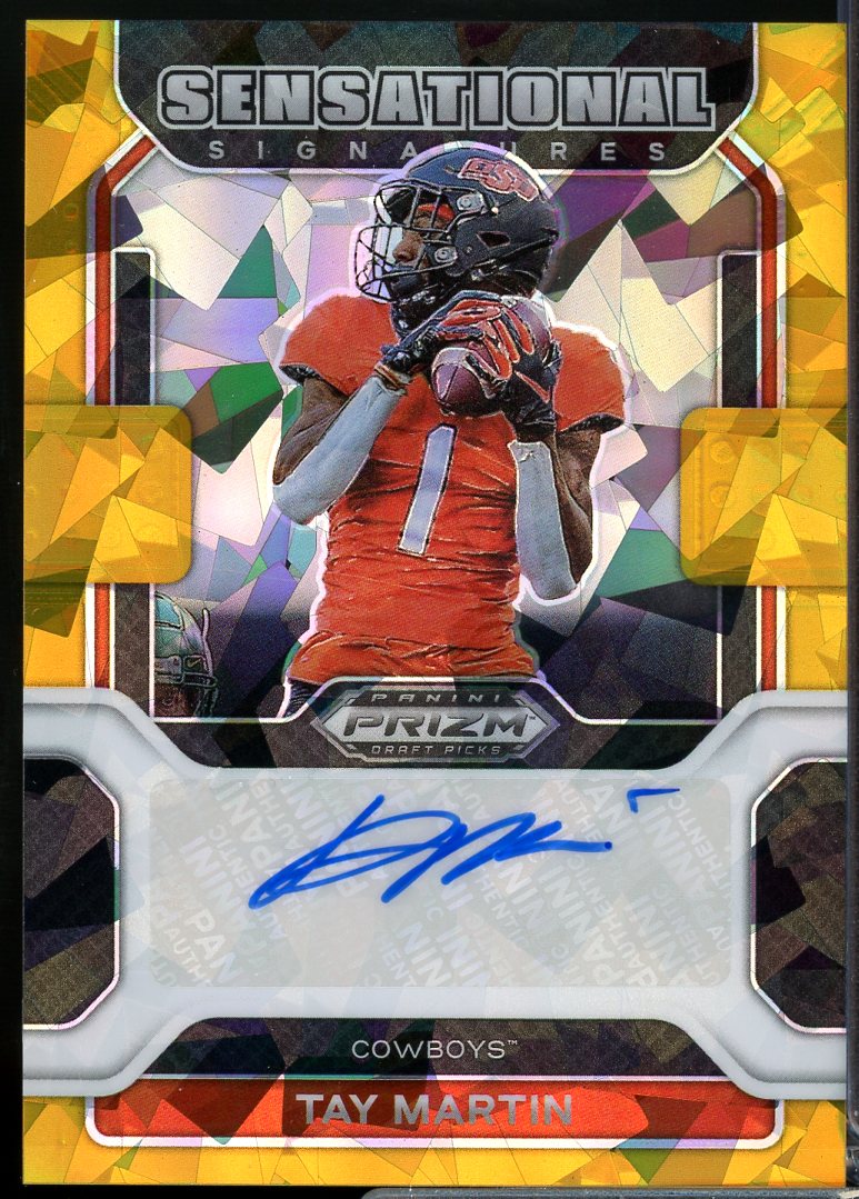 Tay Martin 2022 Panini Prizm Draft Picks Sensational Signatures Gold Ice #15  Image 1