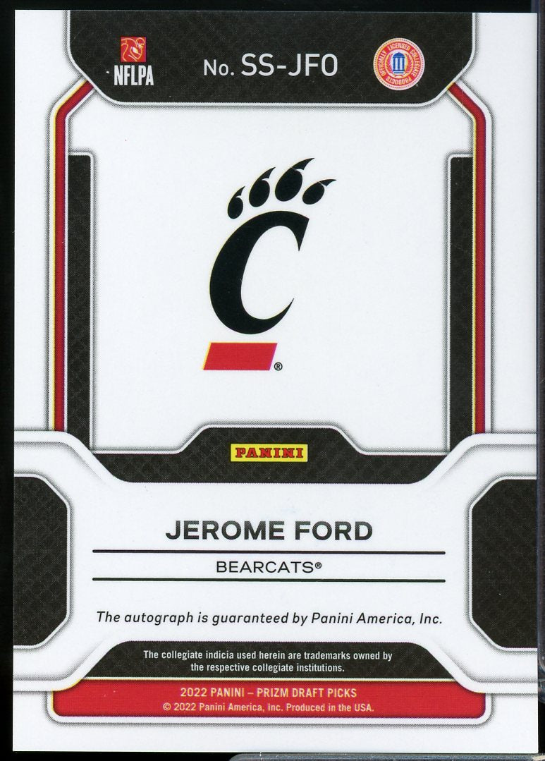 Jerome Ford Card 2022 Panini Prizm Draft Picks Sensational Signatures #65  Image 2
