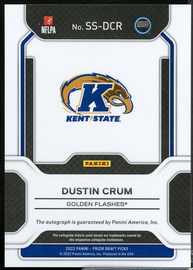 Dustin Crum Card 2022 Panini Prizm Draft Picks Sensational Signatures #52  Image 2