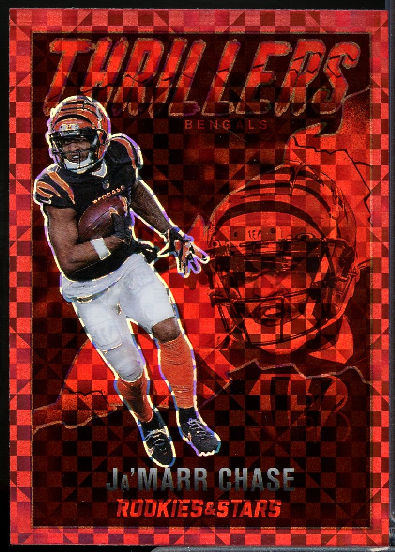 Ja'Marr Chase Card 2022 Rookies and Stars Thrillers Red Plaid #16  Image 1