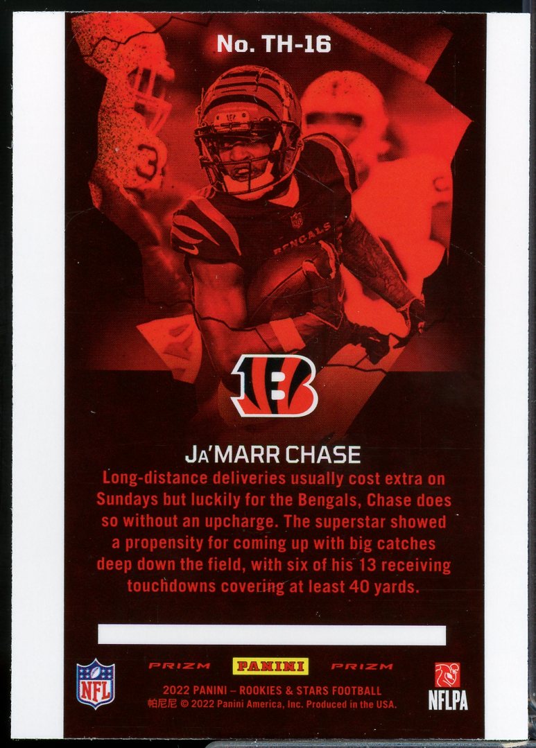 Ja'Marr Chase Card 2022 Rookies and Stars Thrillers Red Plaid #16  Image 2