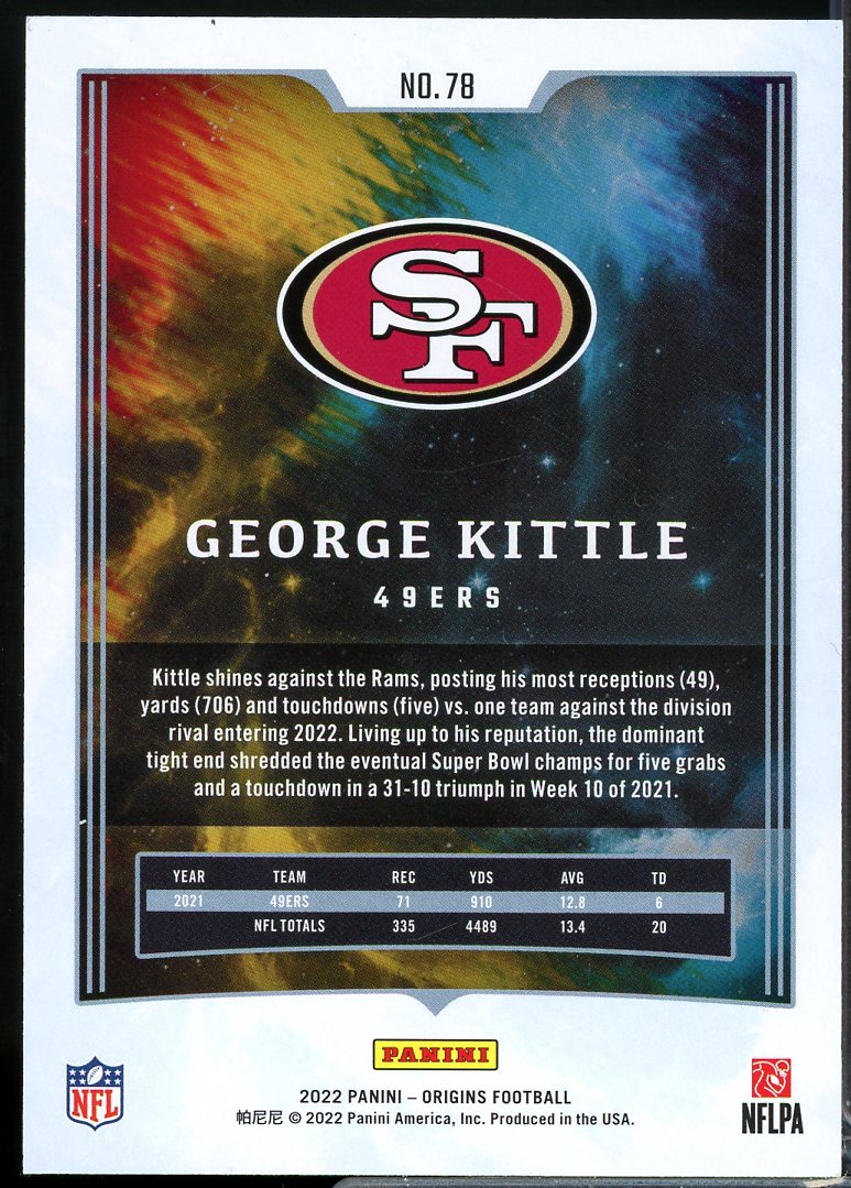 George Kittle Card 2022 Panini Origins Red #78  Image 2