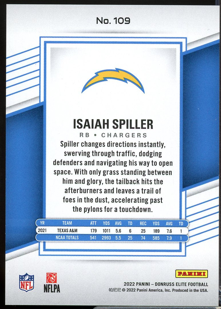 Isaiah Spiller Rookie Card 2022 Elite Aspirations Shimmer #109  Image 2