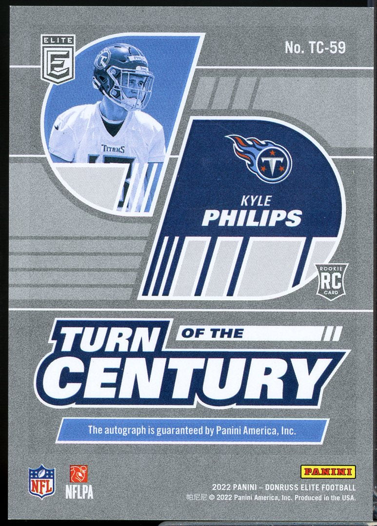 Kyle Philips Rookie Card 2022 Elite Turn of the Century Autographs Purple #59  Image 2