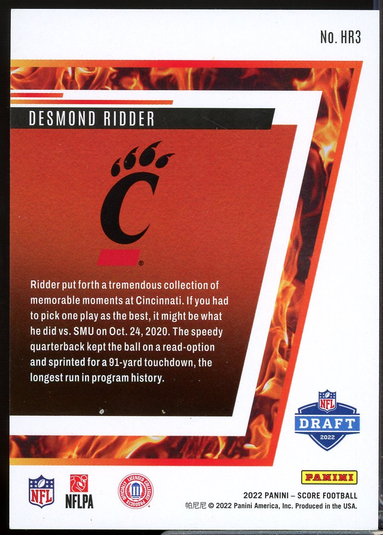 Desmond Ridder Rookie Card 2022 Score Hot Rookies #3  Image 2