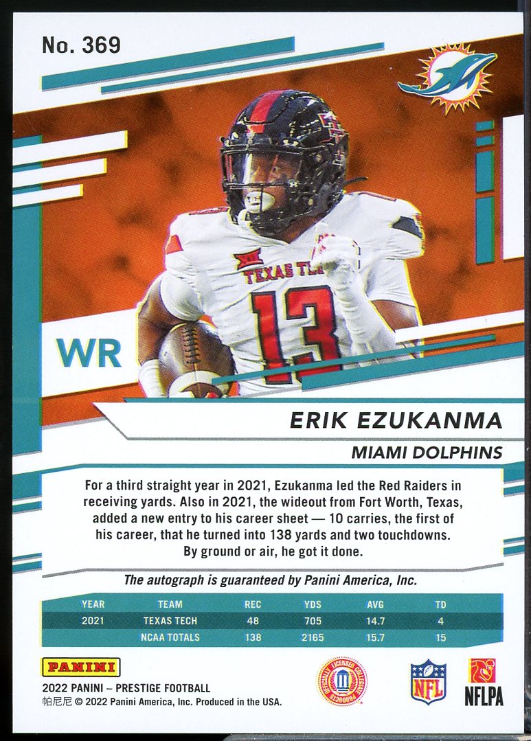 Erik Ezukanma RC 2022 Prestige Xtra Points Signatures Premium Platinum #369  Image 2
