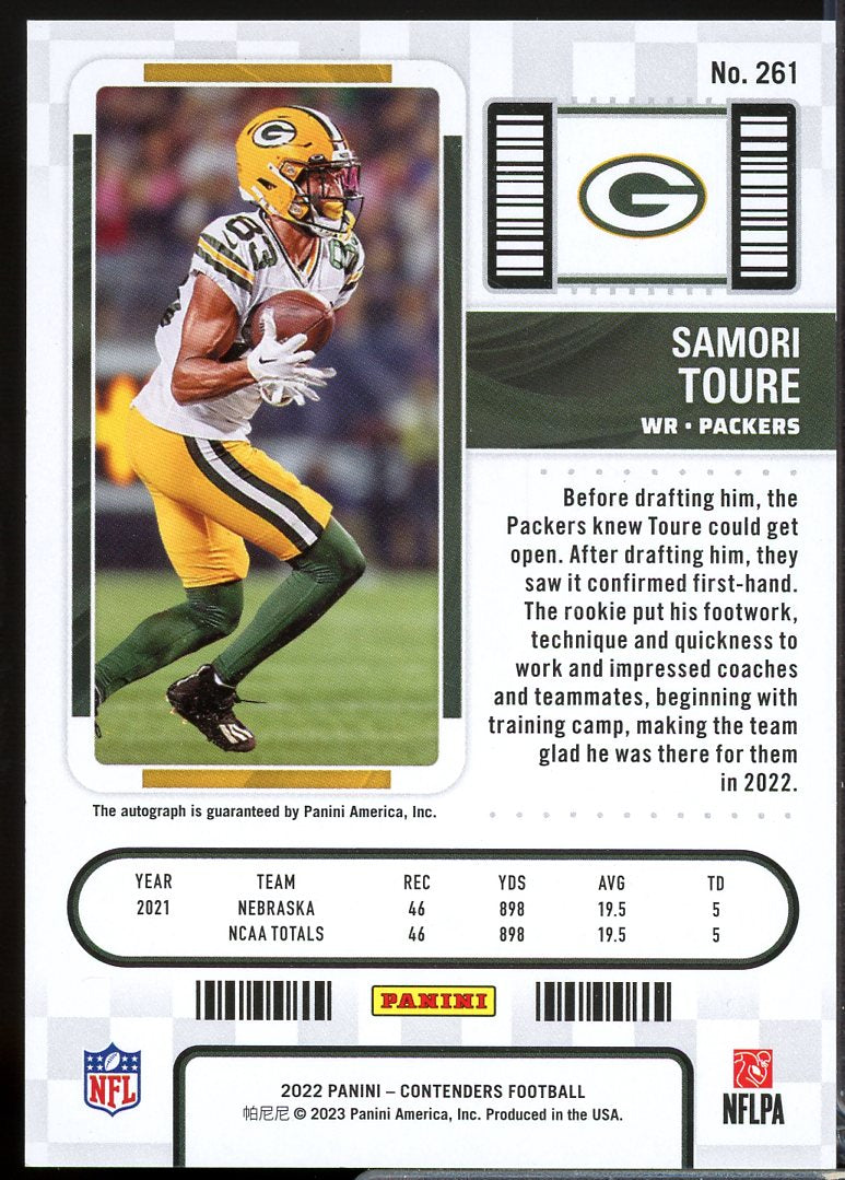 Samori Toure AU Rookie Card 2022 Panini Contenders Playoff Ticket #261A  Image 2