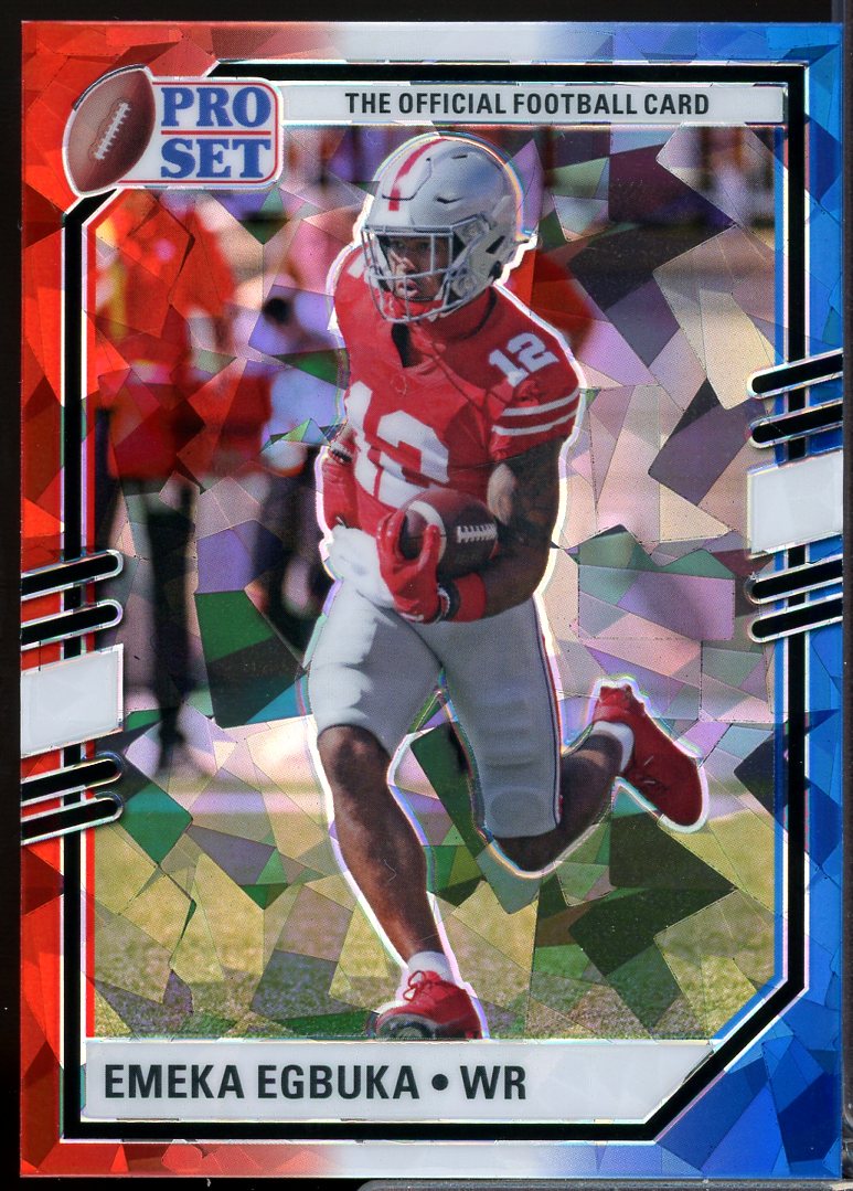 Emeka Egbuka 2022 Pro Set Metal Draft Prospects Crystal Red White Blue #PSBEE1  Image 1