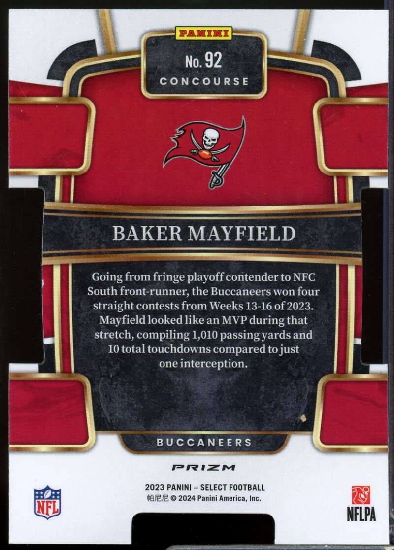 Baker Mayfield Card 2023 Select Prizm Silver Die Cut #92  Image 2