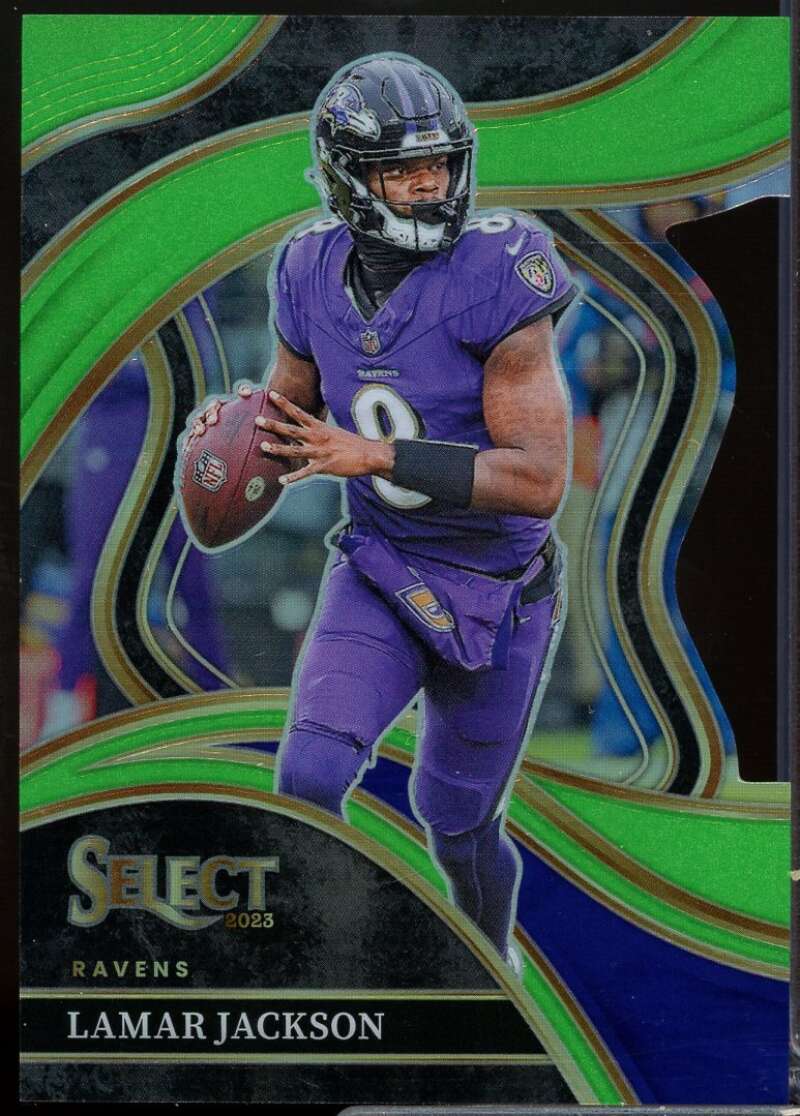 Lamar Jackson Card 2023 Select Prizm Neon Green Die Cut #241  Image 1