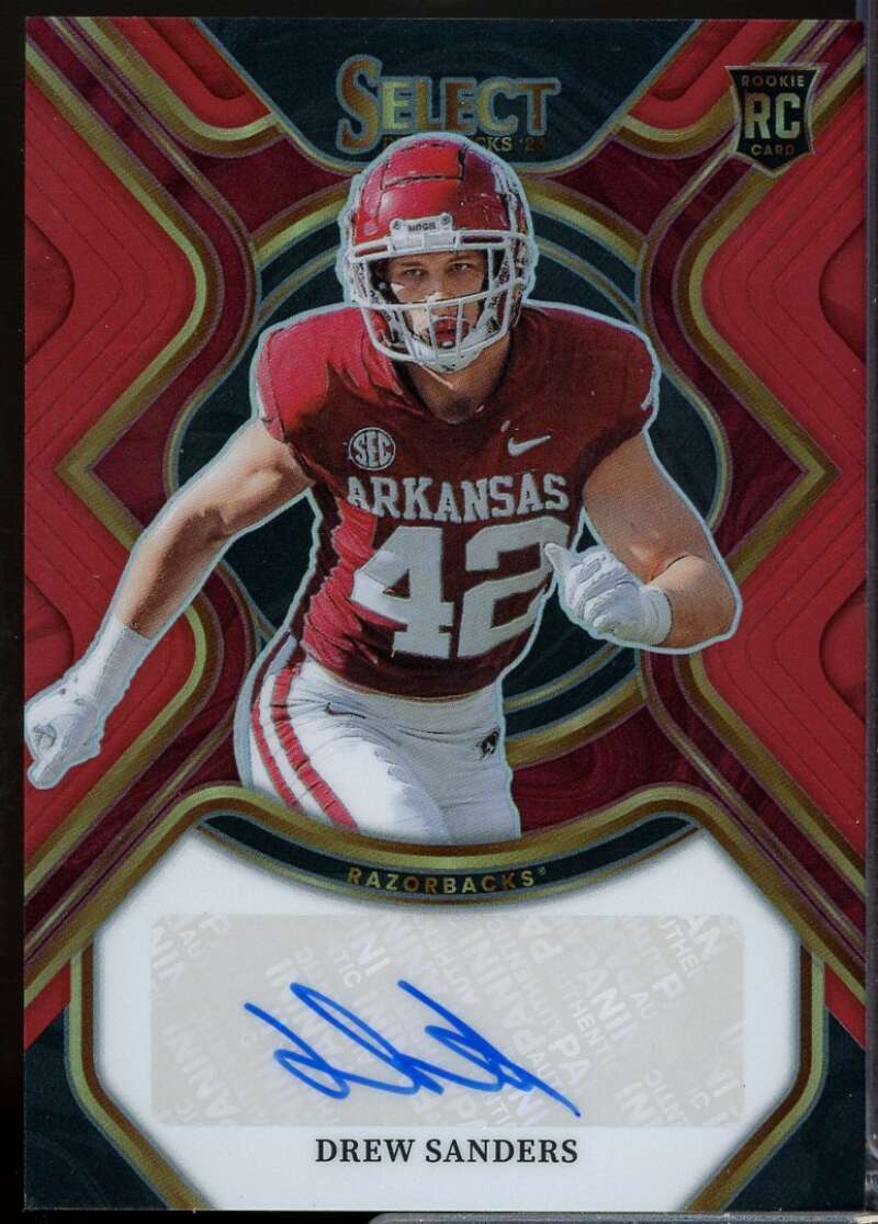 Drew Sanders Rookie Card 2023 Select Draft Picks Rookie Signatures Red #72  Image 1